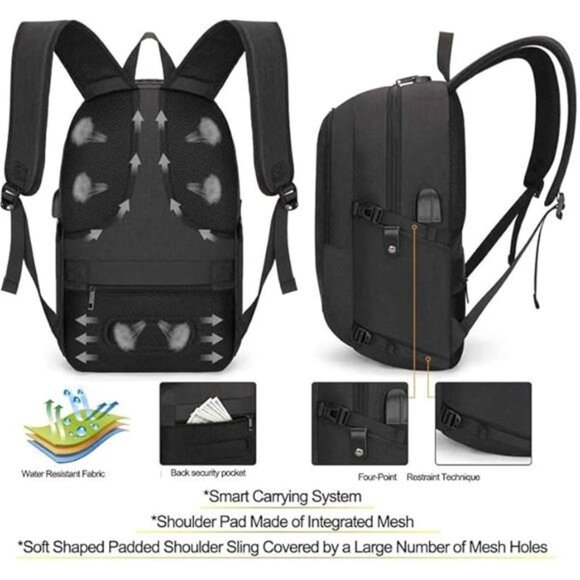 Travel Laptop Backpack Water Resistant Anti-Theft Bag with USB Charging - Picture 12 of 14